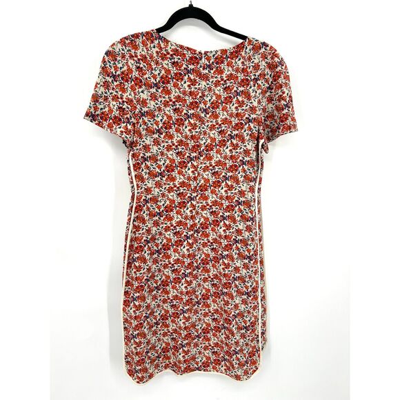 REBECCA TAYLOR Sweet William Red Beige Floral Print Shift Mini Dress Size 4 - Picture 5 of 10